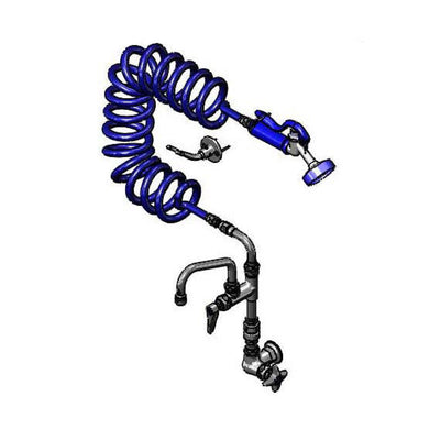 T&S Brass PG-1WSAV-06 6" Swing Nozzle Single Hole Wall Mount Pet Grooming Faucet - 9' Coiled Hose & Vacuum Breaker