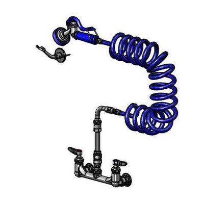 T&S Brass PG-8WESV00ZCJZF 8" Wall Mount Pet Grooming Faucet - 9' Coiled Hose & Cerama Cartridges
