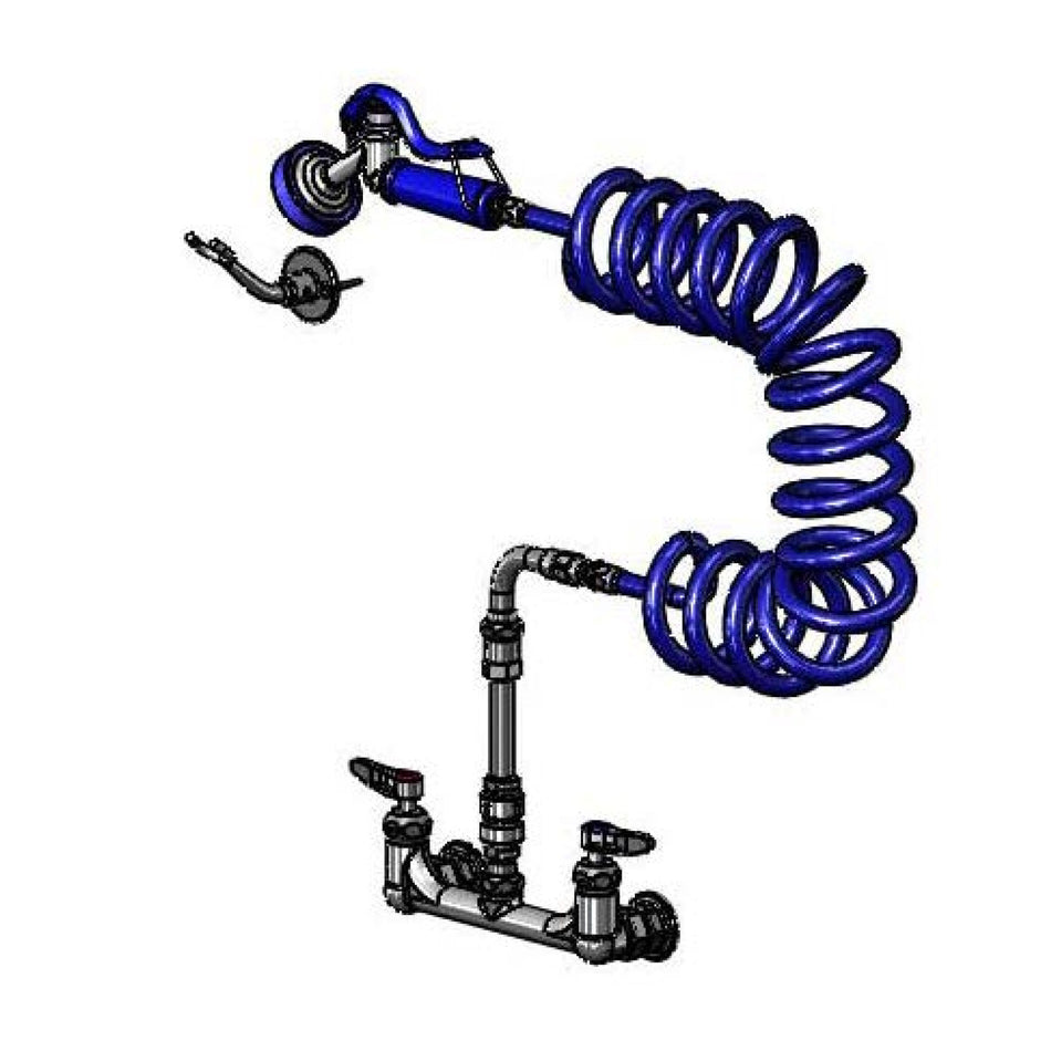T&S Brass PG-8WESV00ZCJZF 8" Wall Mount Pet Grooming Faucet - 9' Coiled Hose & Cerama Cartridges