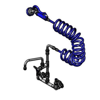 T&S Brass PG-8WESV08ZCJZF 8" Wall Mount Pet Grooming Faucet - 8" Nozzle, 9' Coiled Hose & Cerama Cartridges