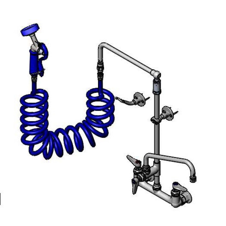 Pet Groom: 8" Wallmount Faucet, 12" L-Tube, Add-On Faucet & 10" Nozzle, Pg-35 Av Alum Sprayer