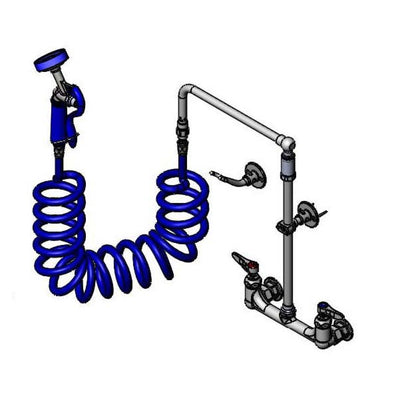 T&S Brass PG-8WOAN 8" Wall Mount Pet Grooming Mixing Faucet - 12" Overhead Swivel Arm