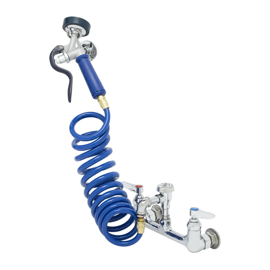 T&S PG-8WREV Wall Mount Pet Grooming Faucet w/ 9' Coiled Hose