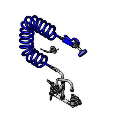 T&S Brass PG-8WSAN-06 Pet Grooming Faucet - 8 Inch Wall Mount Coiled Hose Aluminum Spray Valve