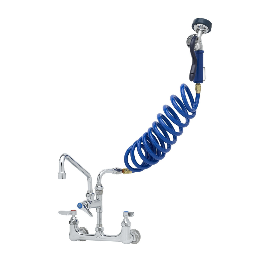 T&S Brass PG-8WSAN-10 8" Wall Mount Pet Grooming Unit - 10" Add-On Nozzle, Coiled Hose & Aluminum Spray Valve