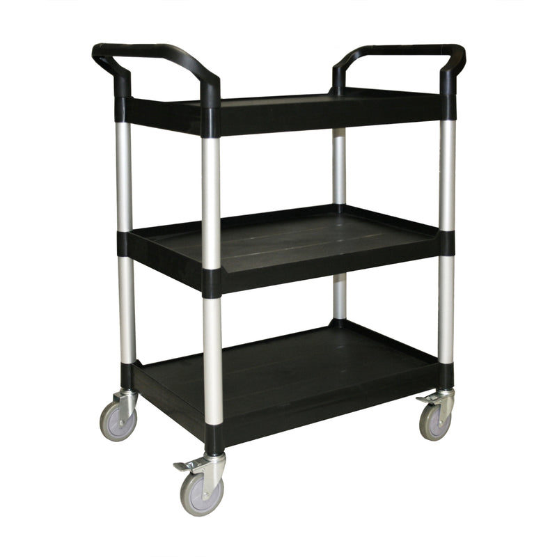 Thunder Group PLBC3316B 33 Inch Bus Cart 3 Tier Plastic Black Open Design