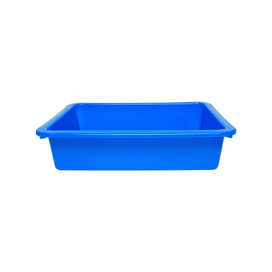 14-3/8" x 11-5/8" x 3-3/8", Bus Box with Outer Lips, Comes in Assorted Colors of Red & Blue, Polypropylene, Made in Taiwan