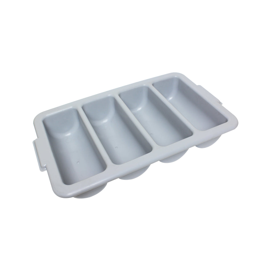22-1/2" x 13" x 4", Four Compartment Cutlery Box (Each Compartment Size:  4-1/8" x 10-1/8" x 4"), Gray Color, Polypropylene
