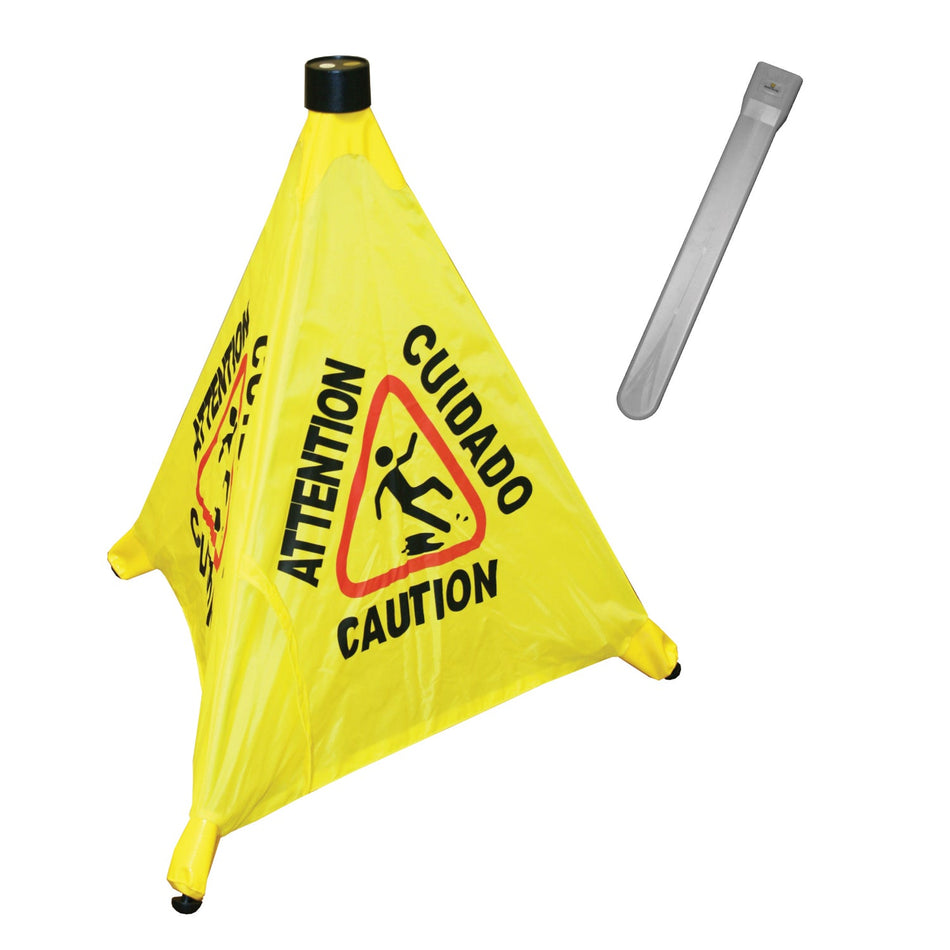 19-1/2" Pop-Up Safety Cone with Storage Tube, Nylon Fabric with Acrylonitrile butadiene styrene Tube