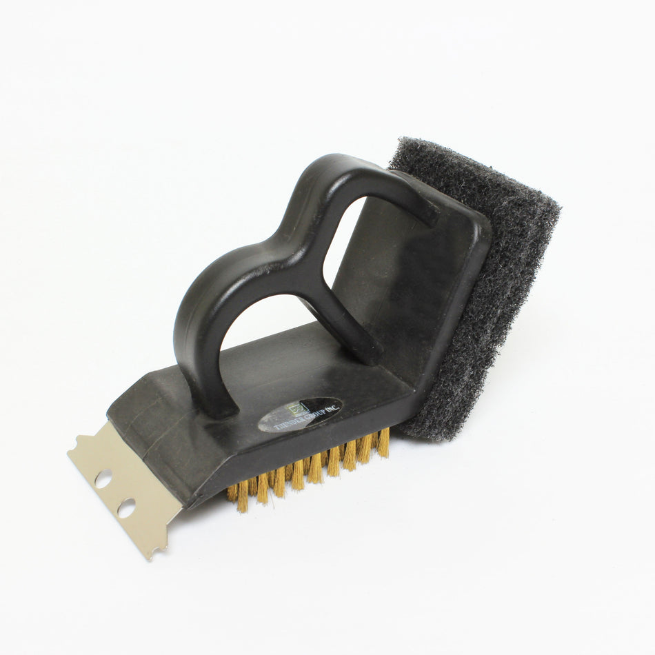 7" x 3-1/2" x 4", Heavy-Duty Bristle with Scrubbing Pad and Blade, Polypropylene Body, Steel Bristle, Metal Blade and Pad
