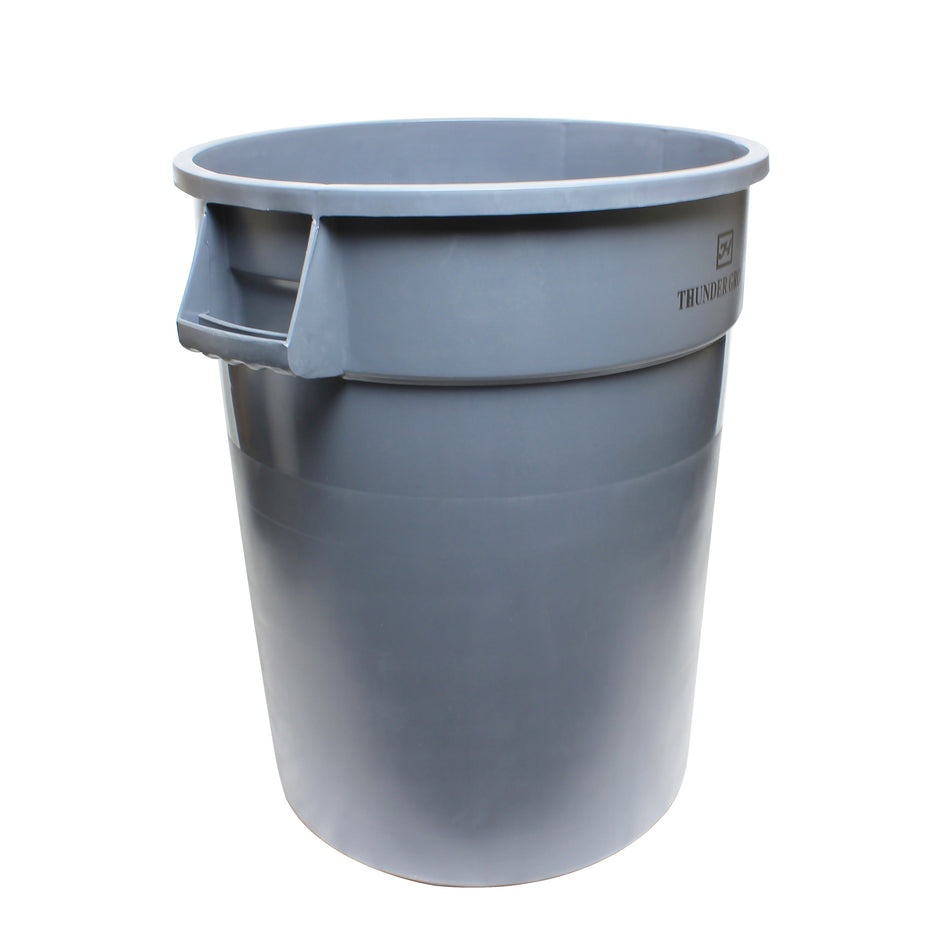 32 Gallon, 21-5/8" Diameter x 27-3/8" Height, Round Trash Can, Gray Color, High-Density Polyethylene