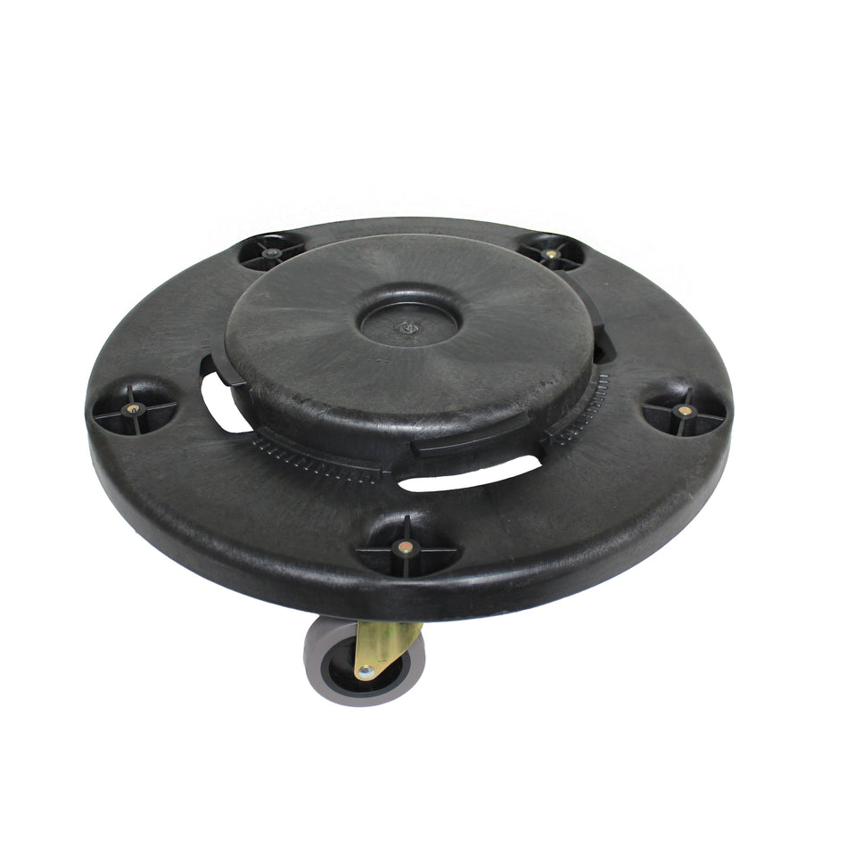 18" Diameter x 6" Height with 5" Casters, Trash Can Dolly, Black Color, Polypropylene with Rubber Wheels