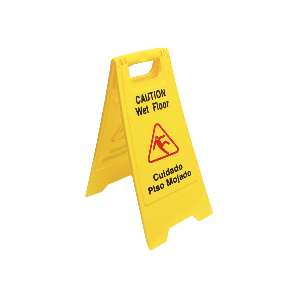24" x 12", Wet Floor Caution Sign, Yellow Color, Polypropylene