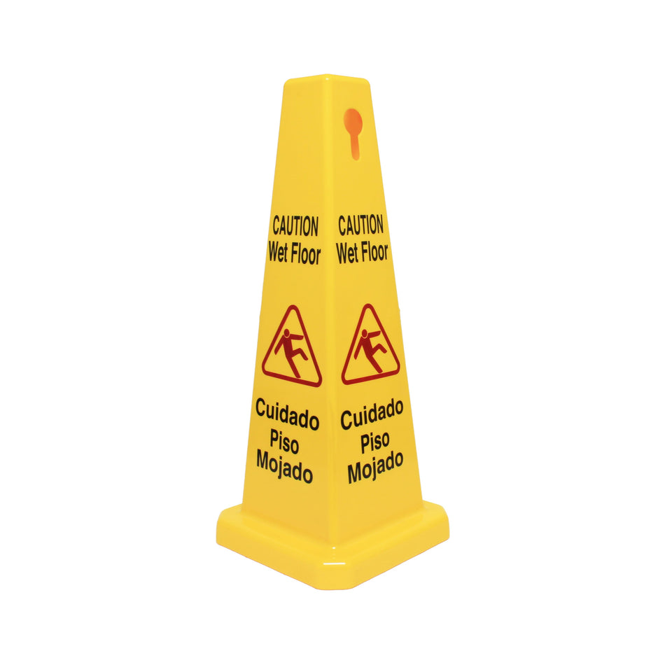 10-3/4" x 10-3/4" x 27", Cone Shape Wet Floor Caution Sign, Polypropylene