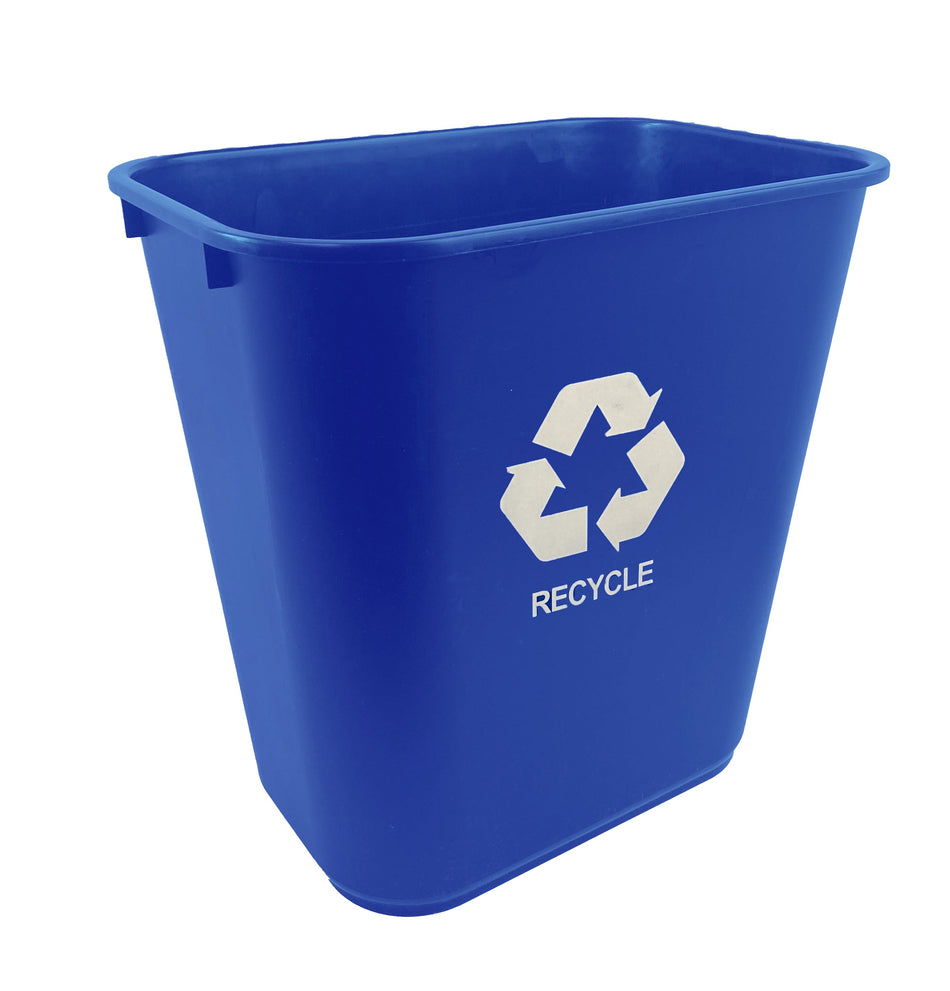 28 QT/7 Gallon Waste Basket, Plastic, Recycle, Blue Color