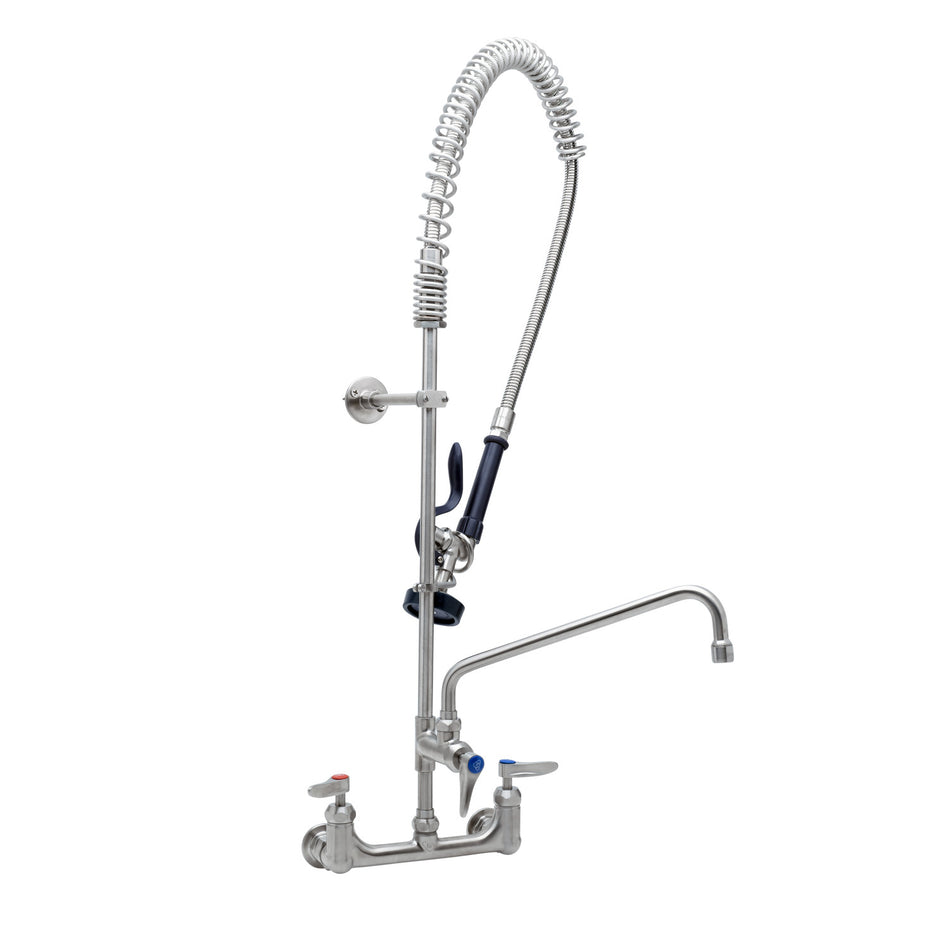 EverSteel PRU w/ 8" Wall Mount SS Mixing Faucet, Quarter-Turn SS Cerama w/ Check Valves, SS Lever Handles, 1.15 GPM Spray Valve, SS Add-On Faucet w/ 12" Nozzle & 1/2" NPT Female Inlets