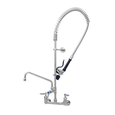 T&S Brass S-0133-12-CR-BJ 8" Wall Mount EverSteel Pre-Rinse Unit - 12" Nozzle & S-0107-J 1.07 GPM Valve