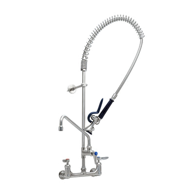 T&S Brass S-0133-12-CR-BY 8" Wall Mount EverSteel Pre-Rinse Unit - 12" Nozzle & S-0107-Y Spray Valve
