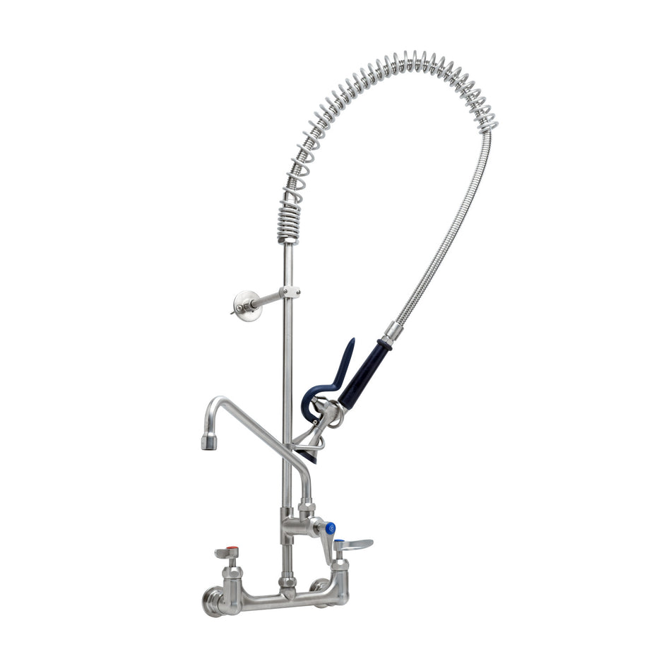 EverSteel PRU w/ 8" Wall Mount SS Mixing Faucet, Quarter-Turn SS Cerama w/ Check Valves, SS Lever Handles, 1.15 GPM SS New Style Spray Valve, SS Add-On Faucet w/ 12" Nozzle & 1/2" NPT Female Inlets