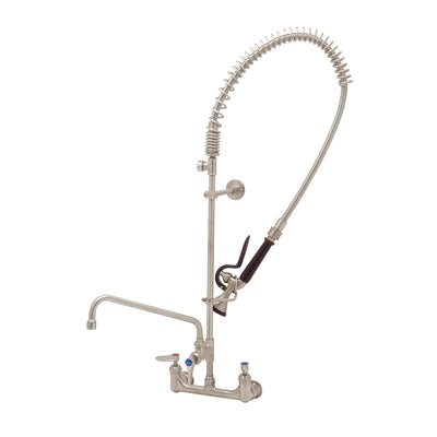 T&S Brass S-0133-12-CR-BYS-TGH 8" Wall Mount EverSteel Pre-Rinse Unit - 12" Nozzle, Accessory Tee & Cerama