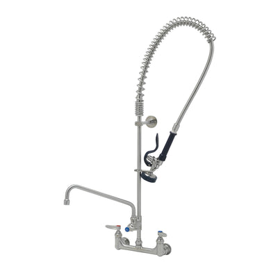 T&S Brass S-0133-A12-B 8" Wall Mount Stainless Steel Pre-Rinse Unit - 12" Nozzle & S-0107 1.15 GPM