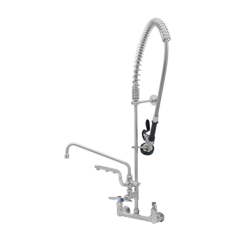 ULTRARINSE SS PRU w/ 8" Wall Mount Mixing Faucet, Quarter-Turn Eterna Cartridges w/ Spring Checks, Levers, ADF w/ 12" Swing Nozzle, 10" 1.5 GPM Sprayer Arm, 1.15 GPM Spray Valve & 1/2" Female NPT Inlets