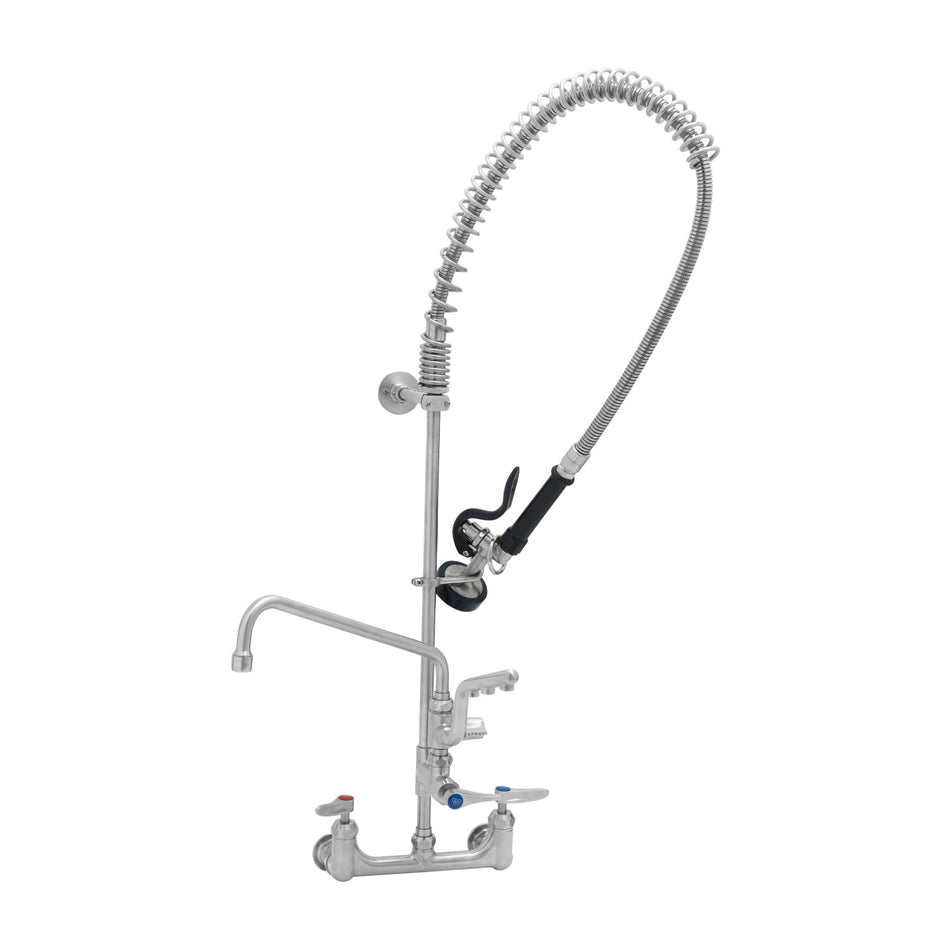ULTRARINSE SS PRU w/ 8" Wall Mount Mixing Faucet, Quarter-Turn Cerama Cartridges w/ Check Valves, Levers, ADF w/ 12" Swing Nozzle, 10" 1.5 GPM Sprayer Arm, 1.15 GPM Spray Valve & 1/2" Female NPT Inlets