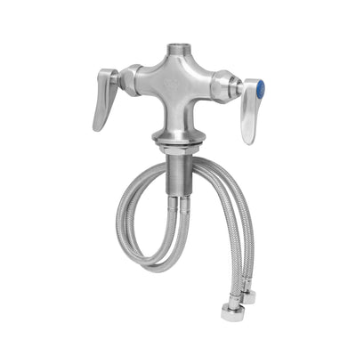 T&S Brass S-0200-LN Single Hole Deck Mount Stainless Steel Double Pantry Faucet Base - Less Nozzle