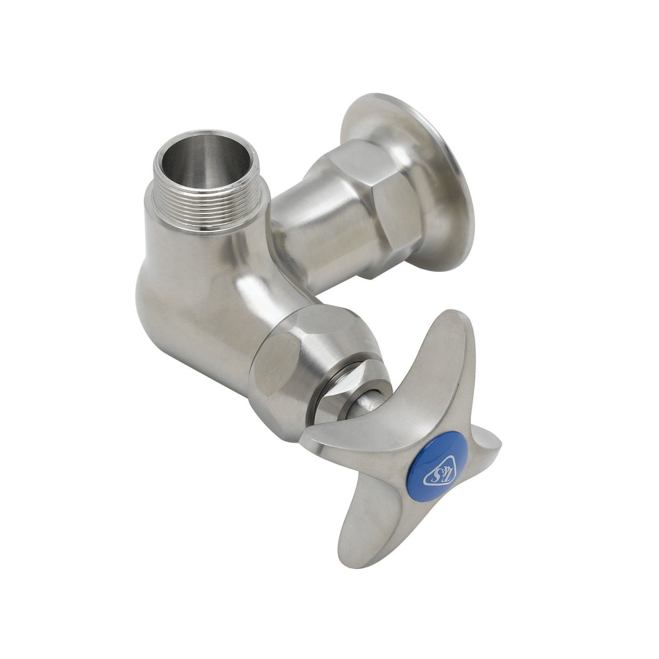 Stainless Steel Single Temperature Pantry Faucet, Wall Mount, 4-Arm Handle, Less Nozzle