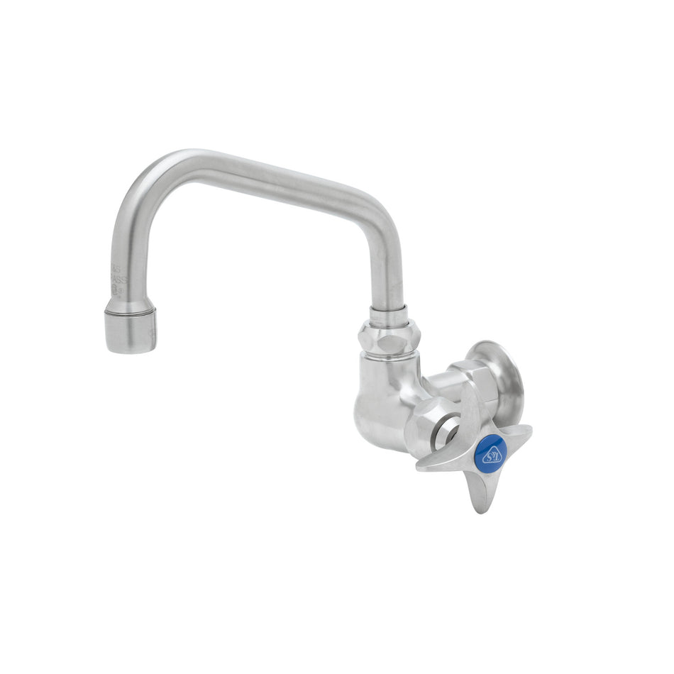 Stainless Steel Single Temperature Pantry Faucet, Wall Mount, 6" Swing Nozzle, 4-Arm Handle