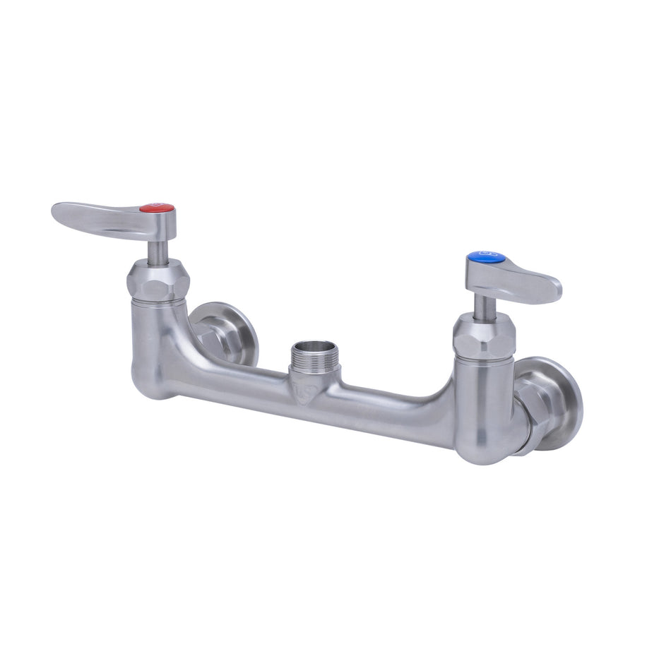 Stainless Steel Double Pantry Swivel Base Faucet, Wall Mount, 8" Centers, Less Nozzle