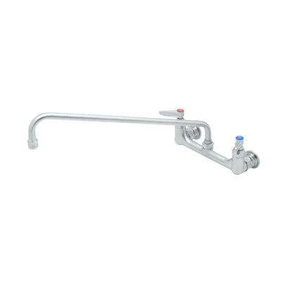 T&S Brass S-0230 18" Swing Nozzle Stainless Steel Double Pantry Faucet - 8" Wall Mount Centers