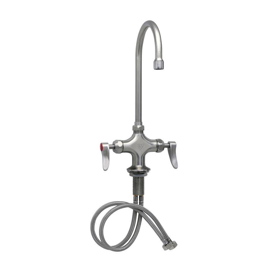 Stainless Steel Double Pantry Faucet, Single Hole Base, Swivel/Rigid Gooseneck