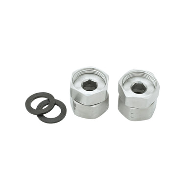 T&S Brass S-0467 1/2" NPT Wall Mount Faucet Inlet Adapters - Two-Pack (Polished Chrome)