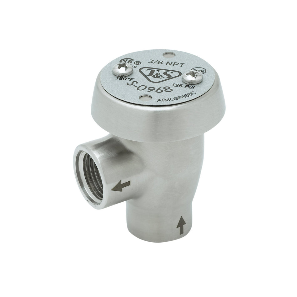 T&S Brass S-0968 3/8" NPT Stainless Steel Atmospheric Vacuum Breaker - Inlet & Outlet