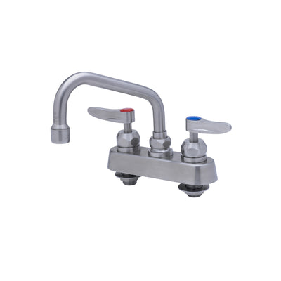 T&S Brass S-1110-CR 4" Deck Mount Stainless Steel Workboard Faucet - 6" Swing Nozzle & Cerama Cartridges