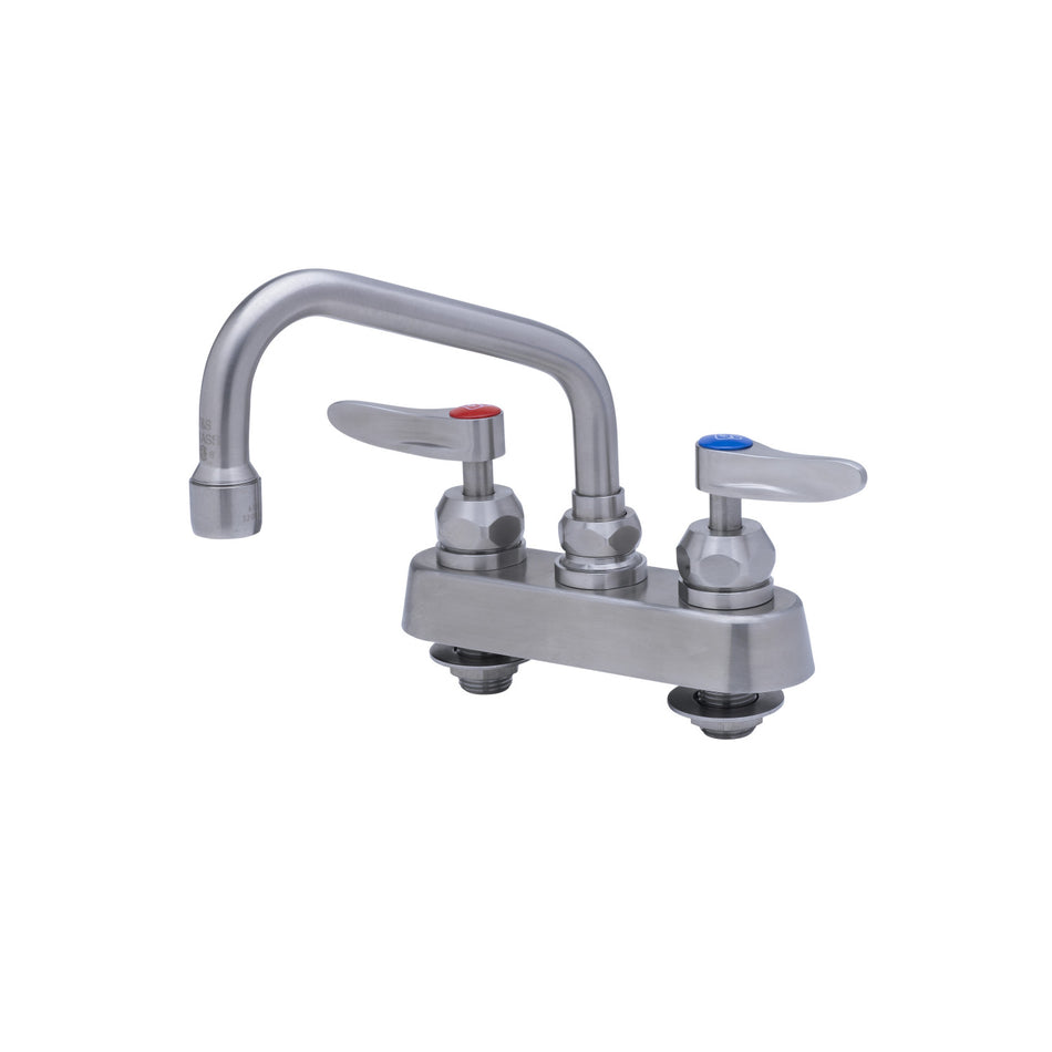 4" Stainless Steel Deck Mount Workboard Faucet with Cerama Cartridges with Check Valves, Stainless Steel Lever Handles and 6" Stainless Steel Swing Nozzle with 2.2 GPM Aerator
