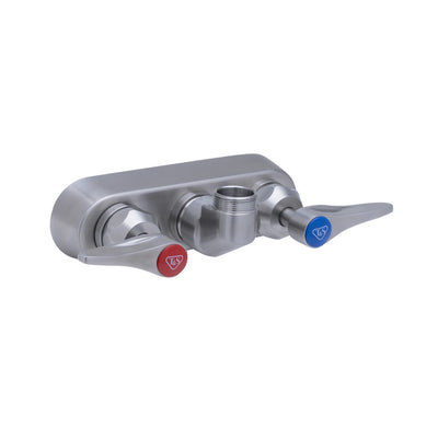 T&S Brass S-1115-CR-LN 4" Wall Mount Stainless Steel Workboard Faucet Base - Less Nozzle (Lever Handles)