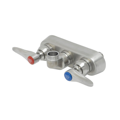 T&S Brass S-1115-LN 4" Wall Mount Stainless Steel Faucet Base - Less Nozzle (1/2" NPT Male Inlets)