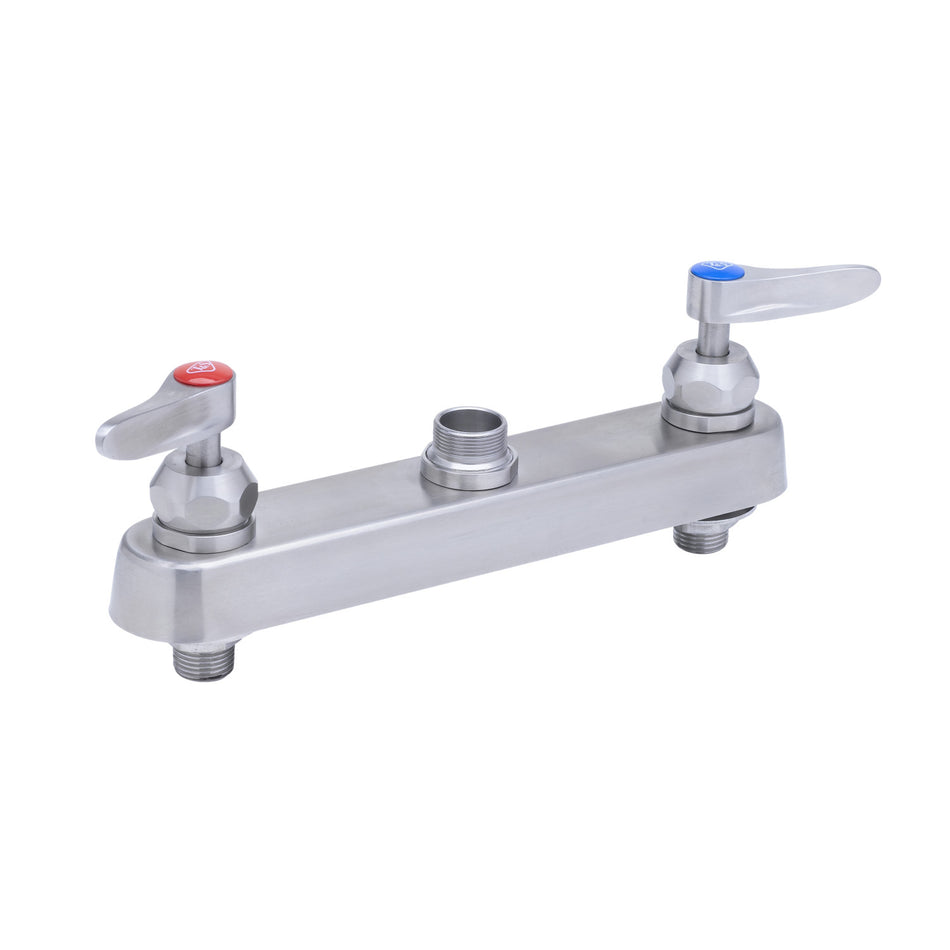 8" Stainless Steel Deck Mount Workboard Faucet Less Nozzle with Stainless Steel Lever Handles
