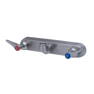 T&S Brass S-1125-CR-LN 8" Wall Mount Stainless Steel Workboard Faucet Base - Less Nozzle (Lever Handles)