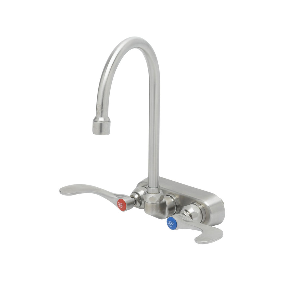 T&S S-1146-04 Splash Mount Faucet - 6" Swivel Gooseneck Spout, 4" Centers