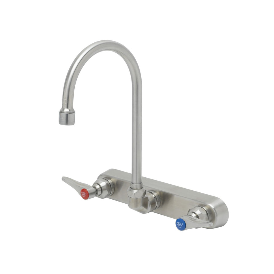 T&S S-1147 Splash Mount Faucet - 6" Swivel Gooseneck Spout, 8" Centers