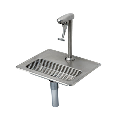 T&S Brass S-1230 8" Deck Mount Stainless Steel Water Station - Push-Back Glass Filler