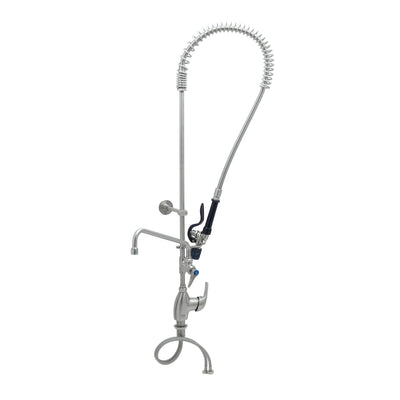 T&S Brass S-2780-A12-BJ 12" Swing Nozzle Stainless Steel Pre-Rinse Unit - Single Lever Deck Mount & S-0107-J Valve