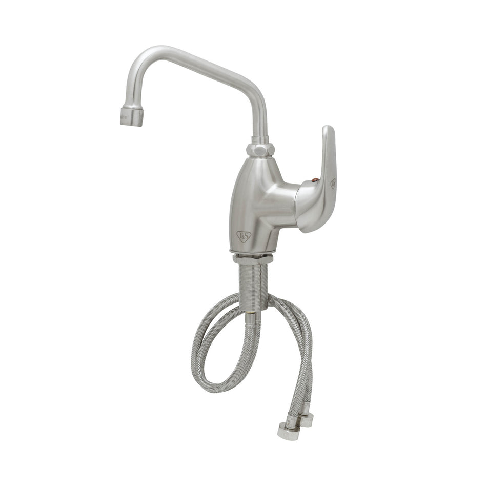 Stainless Steel Single Lever Deck Mount Faucet, 6" Swing Nozzle
