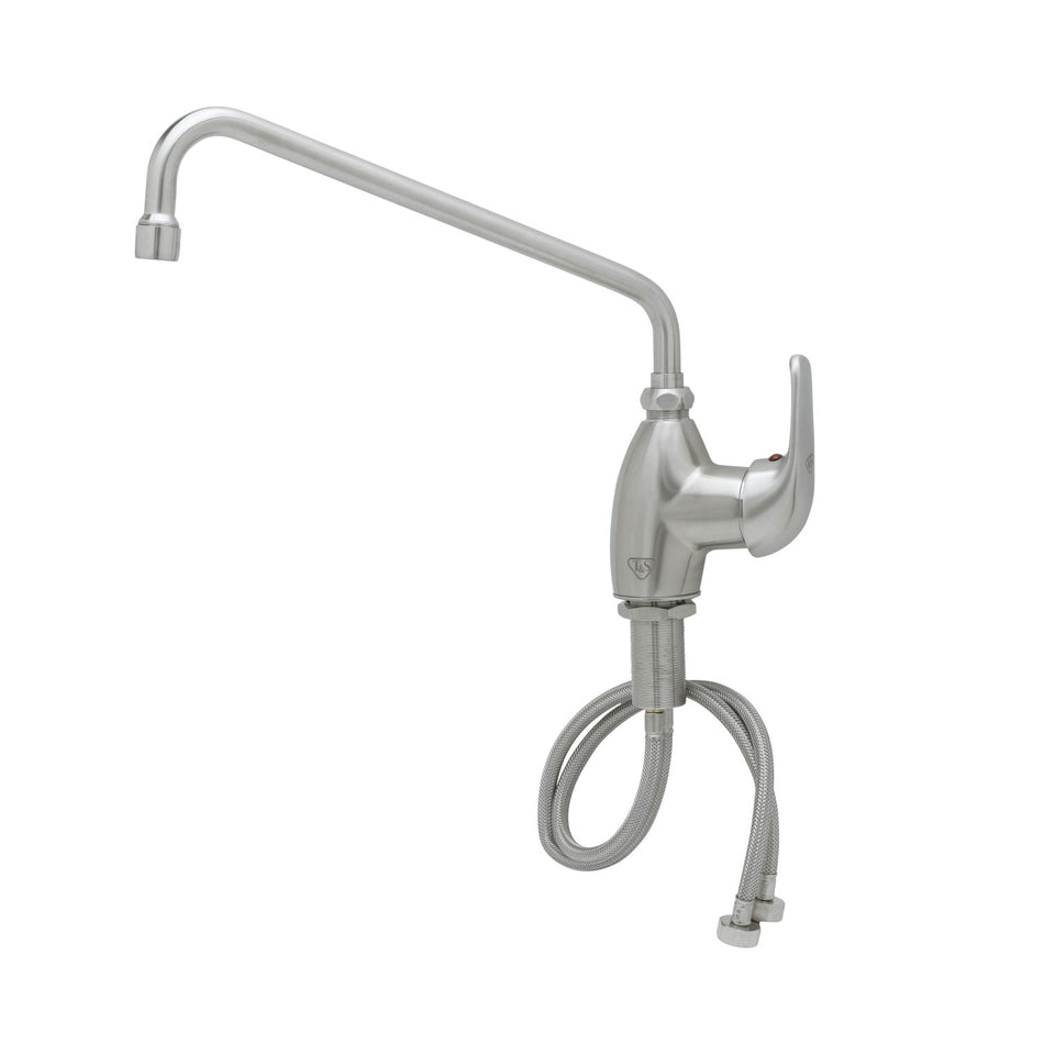 Stainless Steel Single Lever Deck Mount Faucet, 12" Swing Nozzle