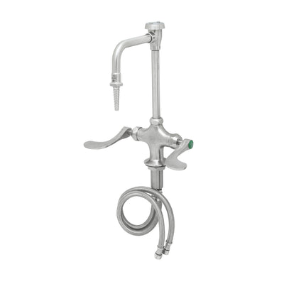 T&S Brass SL-5700-08CRWH4 Deck Mount Stainless Steel Lab Mixing Faucet - Vacuum Breaker Gooseneck with 4" Wrist Action Handles