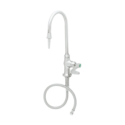 T&S Brass SL-5705-01CRWH4 Stainless Steel Deck Mount Lab Faucet - Gooseneck w/ Serrated Tip & Wrist Action