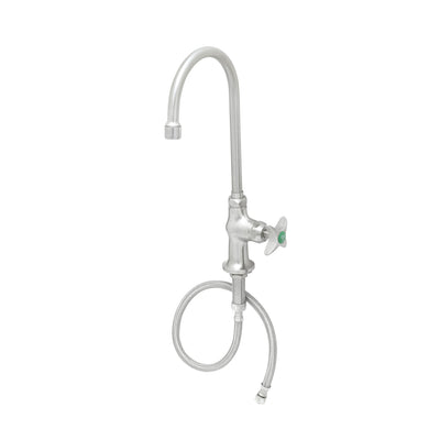 T&S Brass SL-5705-04CR Stainless Steel Deck Mount Lab Faucet - Gooseneck w/ 4-Arm Handle